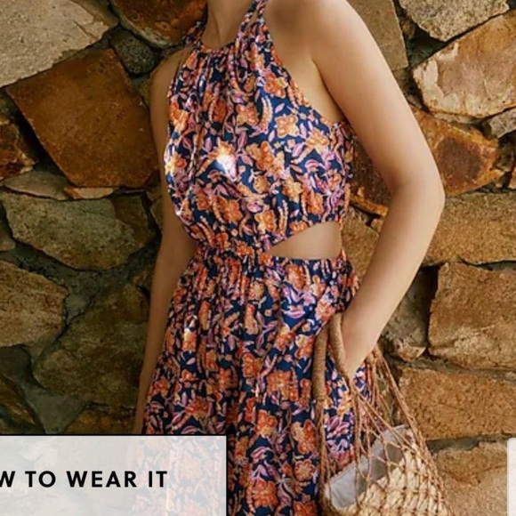 JCrew M maxi dress with side cut-outs and tie spaghetti straps! - Picture 7 of 7